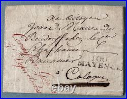 100 MAYENCE An IX Lettre Commissaire Général 4 Départements Cologne Rive Gauche