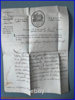 100 MAYENCE An IX Lettre Commissaire Général 4 Départements Cologne Rive Gauche