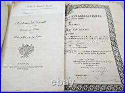 10 DOCS DIPLOMES VELIN AVOCAT PERRIER-BIZARDIERE 1822-25 Signés FRAYSSINOUS