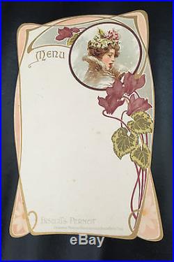 10 Menus Cartonnes 1900 Art Nouveau Femme Pernot