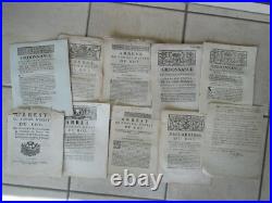 10 pièces XVIII° AMIENS Ordonnance, arrêt, directoire, peluche, étoffe, port