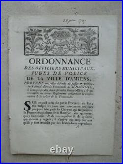10 pièces XVIII° AMIENS Ordonnance, arrêt, directoire, peluche, étoffe, port