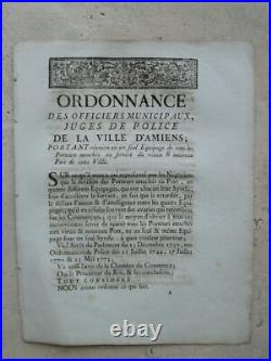 10 pièces XVIII° AMIENS Ordonnance, arrêt, directoire, peluche, étoffe, port
