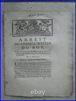 10 pièces XVIII° AMIENS Ordonnance, arrêt, directoire, peluche, étoffe, port