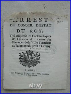 10 pièces XVIII° AMIENS Ordonnance, arrêt, directoire, peluche, étoffe, port