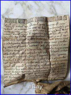 1212 Rare Parchemin Manuscrit Ancien Époque Moyen Ge Sceau En Cire