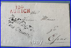 124 AURICH Lettre 1813 Ems Oriental Franchise Préfet Cachet Rouge Napoléon