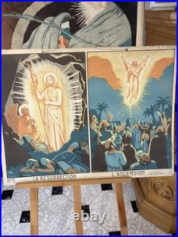 13 Affiches Scolaires Religieuses Anciennes