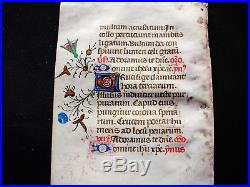 1420 rare Latin Manuscrit Médiéval illuminé sur PARCHEMIN, Livre d'Heures. B06