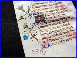1420 rare Latin Manuscrit Médiéval illuminé sur PARCHEMIN, Livre d'Heures. B06