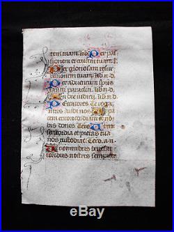 1420 rare Latin Manuscrit Médiéval illuminé sur PARCHEMIN, Livre d'Heures. W28