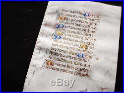 1420 rare Latin Manuscrit Médiéval illuminé sur PARCHEMIN, Livre d'Heures. W28