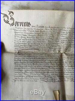 1570 Parchemin Manuscrit Ancien Époque Renaissance Sceau Cachet En Cire