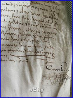 1570 Parchemin Manuscrit Ancien Époque Renaissance Sceau Cachet En Cire