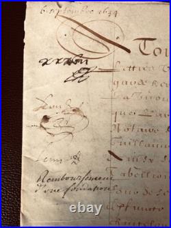 1634 Louis XIII Maison de BASSOMPIERRE DREUX Acte notarié