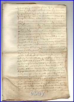 1680. Document manuscrit historique 4 pages sur vélin (peau de truie)