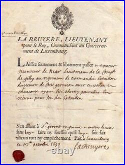 1690 LA BRUYERE Commandant au Gouvernement de Luxembourg