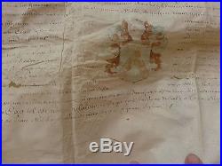 1696 lettre PARCHEMIN ANOBLISSEMENT signé LOUIS pour le ROI Louis XIV blason