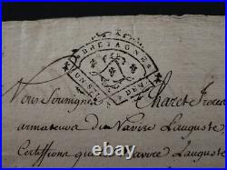 1734 Naufrage navire Superbe cachet de l'Amirauté de Nantes (44)
