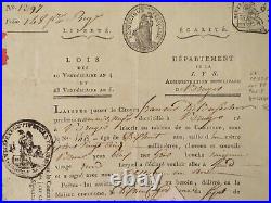 1799 Département de la LYS Laissez passer citoyen BRUGES Belgique Brugge AN 7
