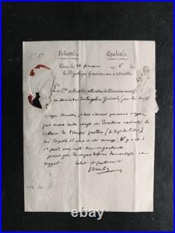 1799 L. A. S. De Merlin de Douai du Directoire au Ministre de la Police