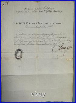 1804 Général Rusca Commandant Île d'Elbe Portoferraio Ordre signé
