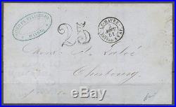 1851 Lettre Cachet LE HAVRE-BATEAU A VAP + Taxe 25, Salles 309 Ind 24 X1377