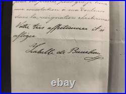1885 lettre autographe de la reine Isabelle d'Espagne suite au décès du roi