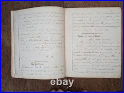 1 cahier manuscrit Définitions, lettres et compositions pédagogiques 1869