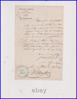 27-12-1870. Siège. Paris. Document signé. Benoit Malon. Maire. 17°. Jules Ferry
