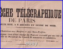 28 Juin 1848. Affiche. Dépêche télégraphique. Gal Cavaignac. Conseil. Ministère