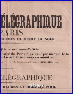28 Juin 1848. Affiche. Dépêche télégraphique. Gal Cavaignac. Conseil. Ministère