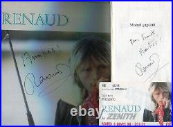 2 Autographes du Chanteur RENAUD sur LP 33T + Livre MISTRAL GAGNANT + Ticket
