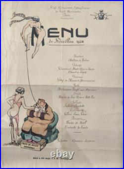 2 Menus Erotiques Hotel D'angleterre Montmartre Paris 1924 1928