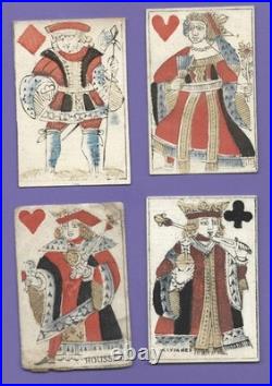 4 cartes à jouer XVII° XVIII Portrait