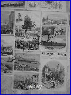 52 gravures guerre Turco Serbe 1876 Lot prints Turko Serbian War Turkey Serbia