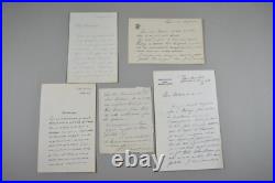 5 cartes de visite manuscrites et 6 lettres, signées Henriette Poincaré 1913