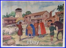 6 Anciennes Cartes Scolaires Recto Verso Collection ROSSIGNOL (56cmx76cm)