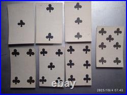 7 Cartes à Jouer anciennes Points Trèfle XVIII éme siecle