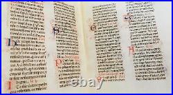 8 feuillets manuscrits sur vélin, fragment d'ouvrage ancien, circa 1450