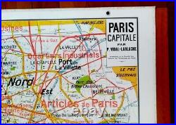 AFFICHE SCOLAIRE VIDAL LABLACHE N° 24 PARIS GRAND FORMAT Années 60 TB ETAT