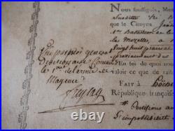 ARMEE DE MAYENCE Certificat signé General divisionnaire 1798