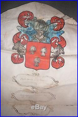 ARMOIRIES LE PENNEC. De Gueules à 3 Bustes de Femmes dArgent échevelées dOr. 1660
