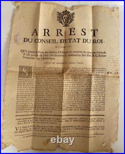ARREST DU CONSEIL D'ETAT DU ROI PORT SABLES D'OLONNE commerce ILES COLONIES 1765