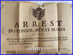 ARREST DU CONSEIL D'ETAT DU ROI PORT SABLES D'OLONNE commerce ILES COLONIES 1765