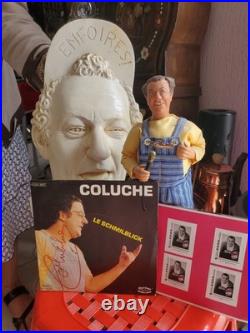 AUTOGRAPHE de COLUCHE SUR Disque 45 Tours Le Schmilblick