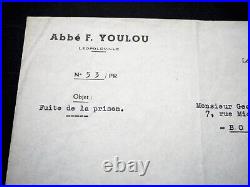 Abbé F. Youlou Président de la du R. Congo Lettre signée Fuite de prison