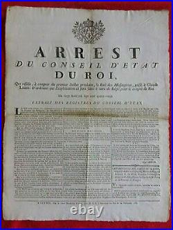 Affiche 1780/Registres du Conseil d'Etat/Bail Fermiers des Messageries/BRETAGNE
