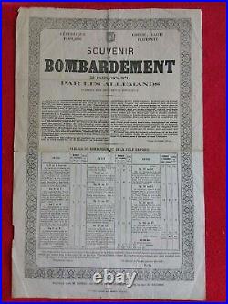 Affiche/1871 Souvenir du Bombardement de PARIS par les Allemands/