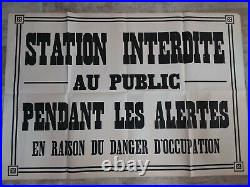 Affiche 1939/STATION INTERDITE DANGER D'OCCUPATION/WW2/76x110